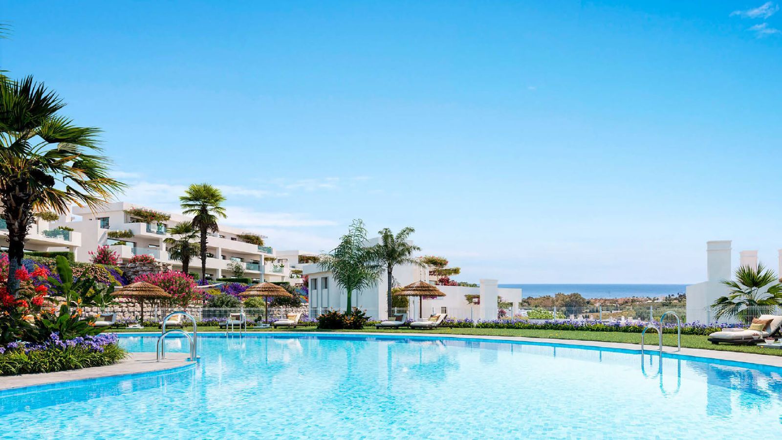 Luxe zwembad met uitzicht op de oceaan bij Amarante Living.